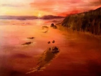 Sunset, Louisburgh Beach, Mayo — oil on canvas by Kevin Quinn