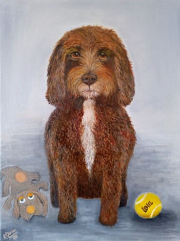 Lola the Cockerpoo — pet portrait, oil on canvas by Kevin Quinn